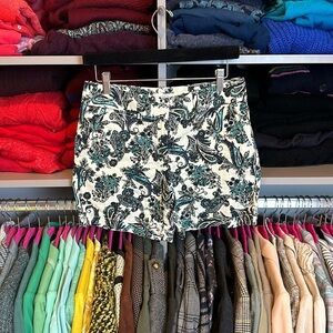 Loft white with teal/black paisley print shorts size 0​